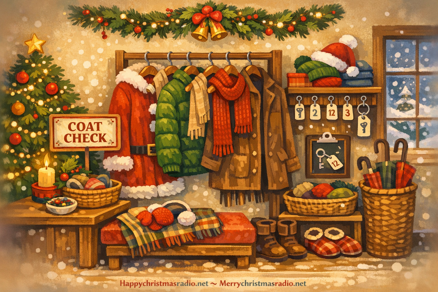 How to Set Up a Cozy Christmas Coat Check Area